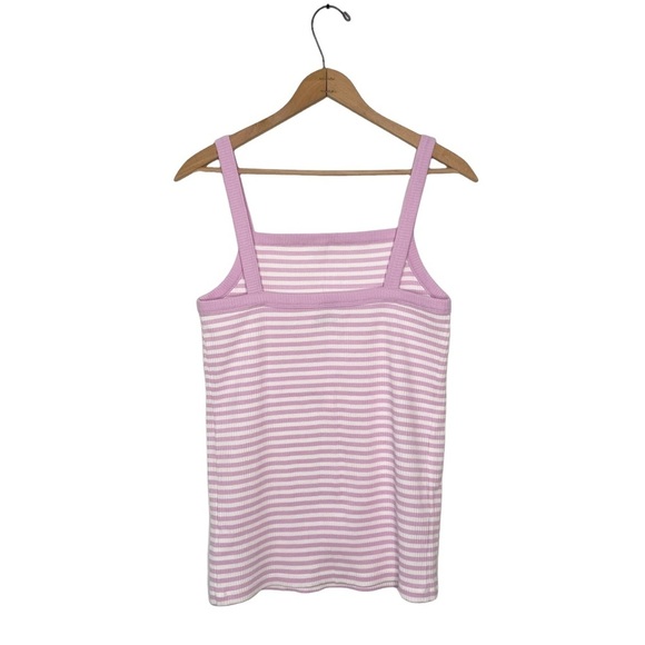 Old Navy | Purple Square Neck Striped Ribbed Slim Fit Tank Top - Picture 4 of 5
